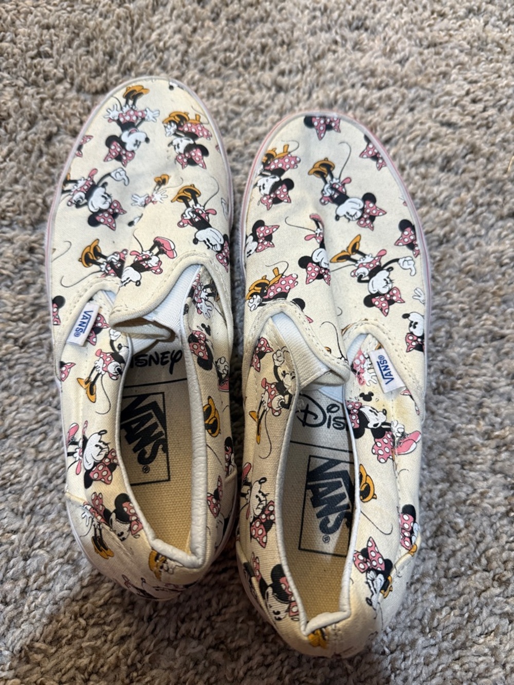 Vans Disney Minnie Mouse Slip-On Sneakers - Cream, Pink & Black